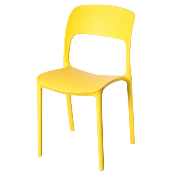 Fabulaxe Modern Plastic Outdoor Dining Chair with Open Curved Back, Yellow QI004227.YL